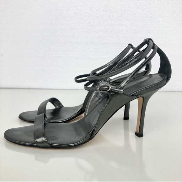 Vera Wang Gray Ankle Strap Buckle Heel Sandals 40 - Picture 3 of 9
